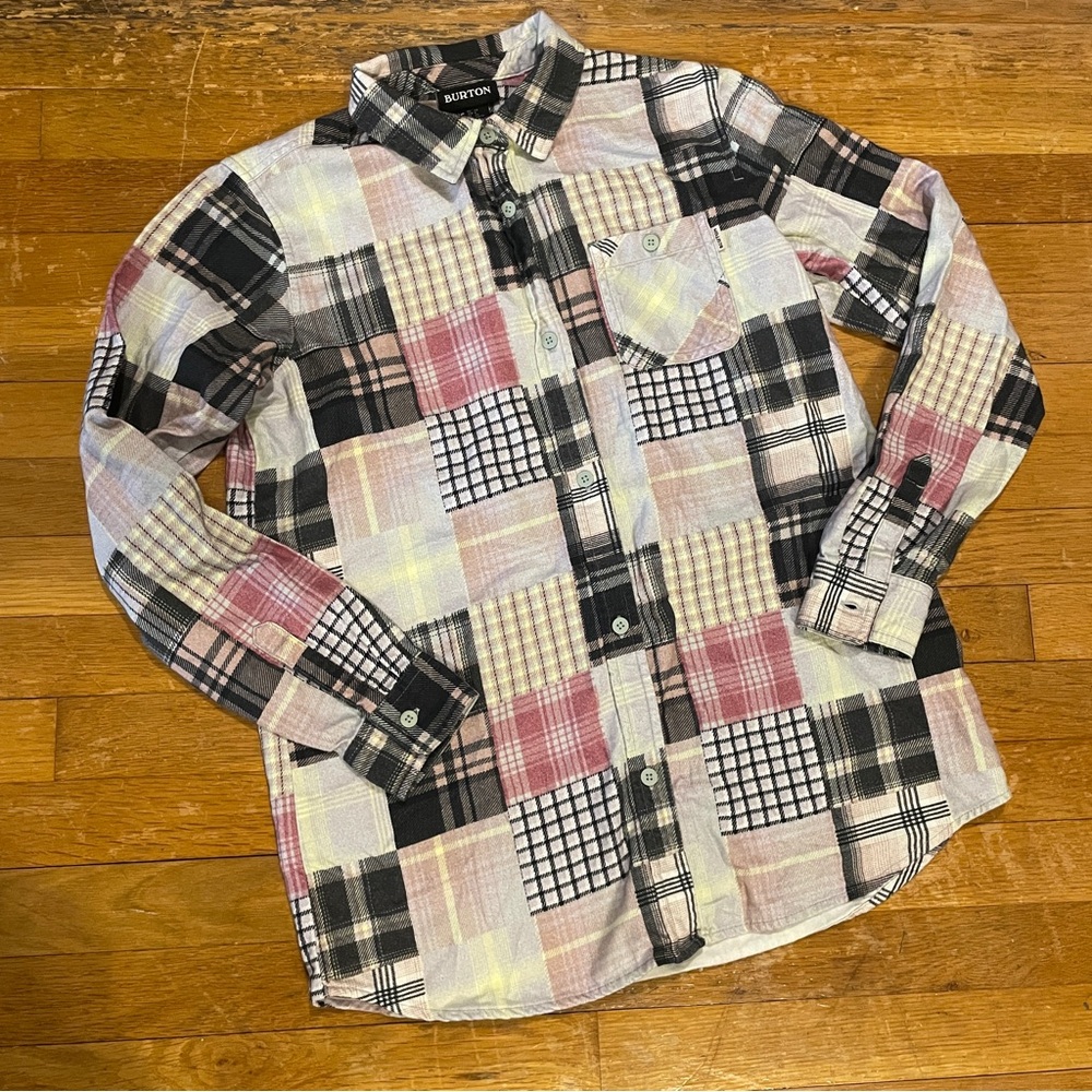 Burton Casual Button Down Flannel Shirt Patchwork Style